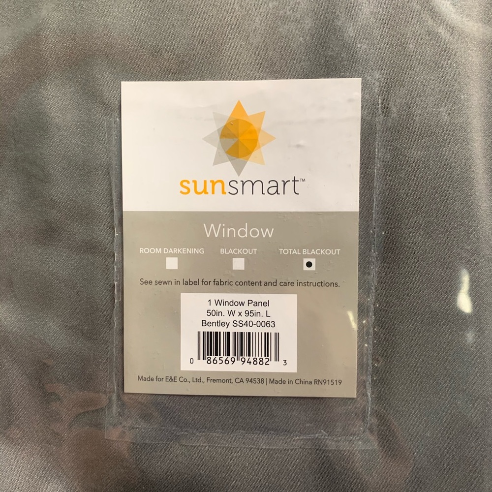 Sun smart total Blackout Curtain Grommet gray 95” - Picture 6 of 7